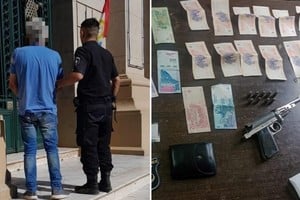 El detenido y parte de lo secuestrado durante el allanamiento. Crédito: El Litoral.