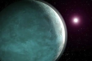 Ilustración artística del exoplaneta GJ 9827d, junto a su estrella enana roja. Foto: NASA