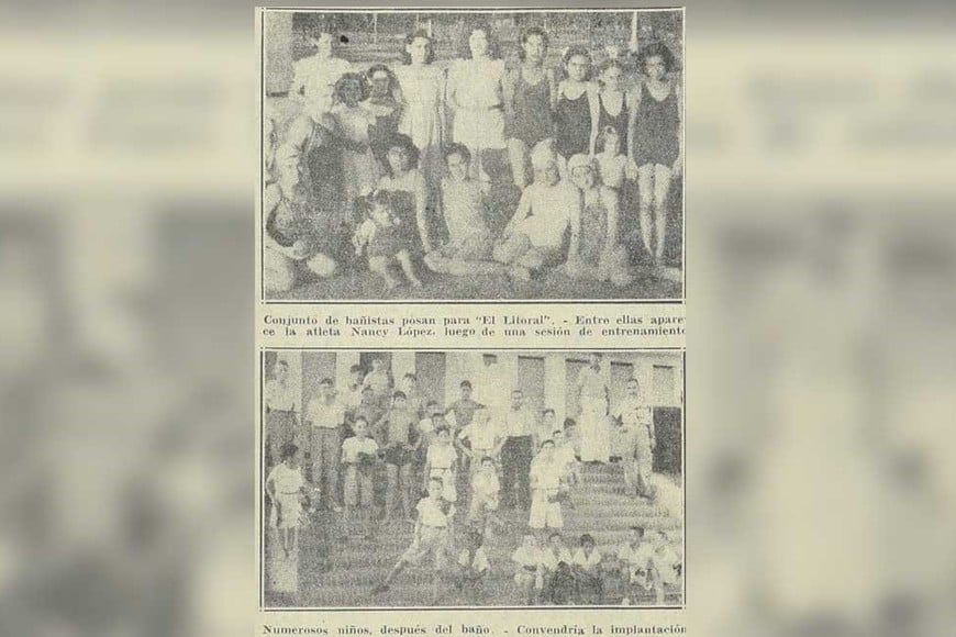 1949. primeros bañistas en el Parque del Sur.