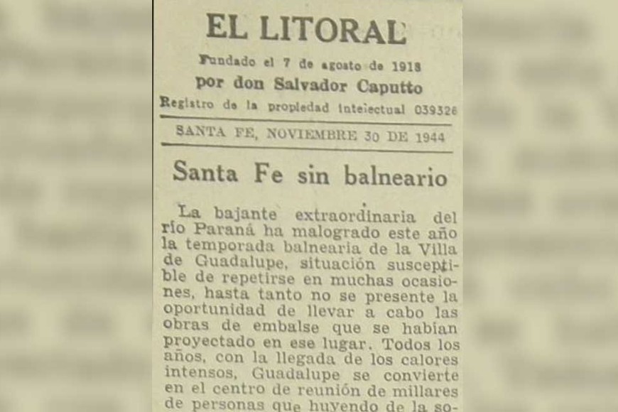 Denuncia del diario en 1944 por la no habilitación del balneario