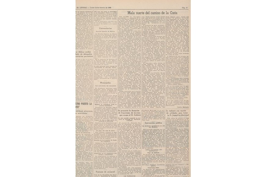 Teófilo Madrejón (Antonio Leonhardt) y sus crónicas en El Litoral de 1949. José Vittori