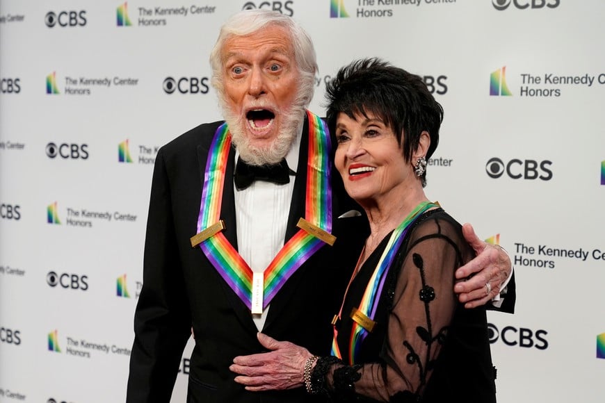 Kennedy Center Honoree actor Dick Van Dyke stands with Chita Rivera during 43rd Kennedy Center Honors at the Kennedy Center in Washington, U.S., May 21, 2021.      REUTERS/Joshua Roberts