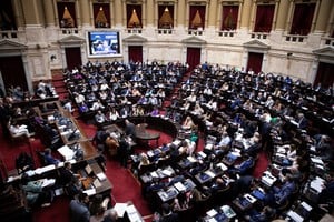 (240131) -- BUENOS AIRES, 31 enero, 2024 (Xinhua) -- Legisladores participan en la sesión especial convocada por el oficialismo para tratar la iniciativa "Bases y Puntos de Partida para la Libertad de los Argentinos", conocida también como "Ley Omnibus" en la Cámara de Diputados del Congreso Nacional, en la ciudad de Buenos Aires, capital de Argentina, el 31 de enero de 2024. El pleno de la Cámara de Diputados de Argentina comenzó a tratar el miércoles un extenso proyecto de ley que impulsa el Gobierno del presidente Javier Milei para desregular la economía y la política del país. (Xinhua/Martín Zabala) (mz) (ah) (ra) (vf)