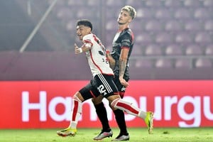Agustín Ruberto, de 18 años, tuvo su debut goleador en el triunfo de River ante Barracas. Crédito: Osvaldo Fanton / Télam