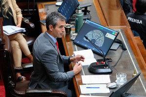 Martín Menem, presidente de la Cámara de Diputados conduce la sesión en las segunda jornada. Foto: NA