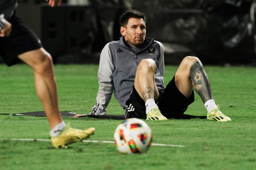 Soccer Football - Friendly - Inter Miami training - Hong Kong Stadium, Hong Kong, China - February 3, 2024. Inter Miami's Lionel Messi looks on during training. REUTERS/Lam Yik