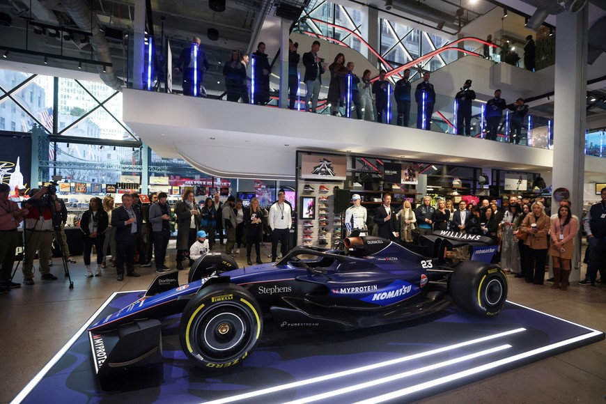 The new Williams Racing Formula One F1 FW46 car is pictured during an unveiling and launch event ahead of the 2024 F1 season in New York City, New York, U.S., February 5, 2024. REUTERS/Mike Segar