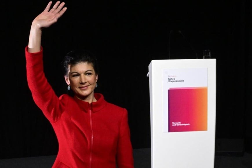 Sahra Wagenknecht durante la convención fundacional de su nuevo partido en Berlín, Alemania, el 27 de enero de 2024.