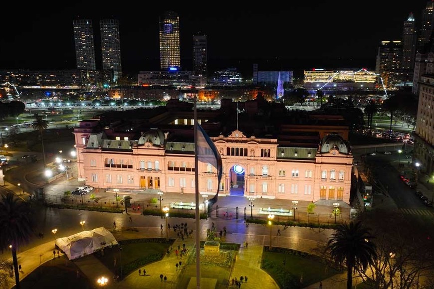 La Casa Rosada, vista desde el drone de El Litoral. Foto: Fernando Nicola