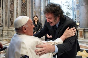 Argentina's President Javier Milei meets with Pope Francis at the Vatican February 11, 2024. Vatican Media/­Handout via REUTERS    ATTENTION EDITORS - THIS IMAGE WAS PROVIDED BY A THIRD PARTY.