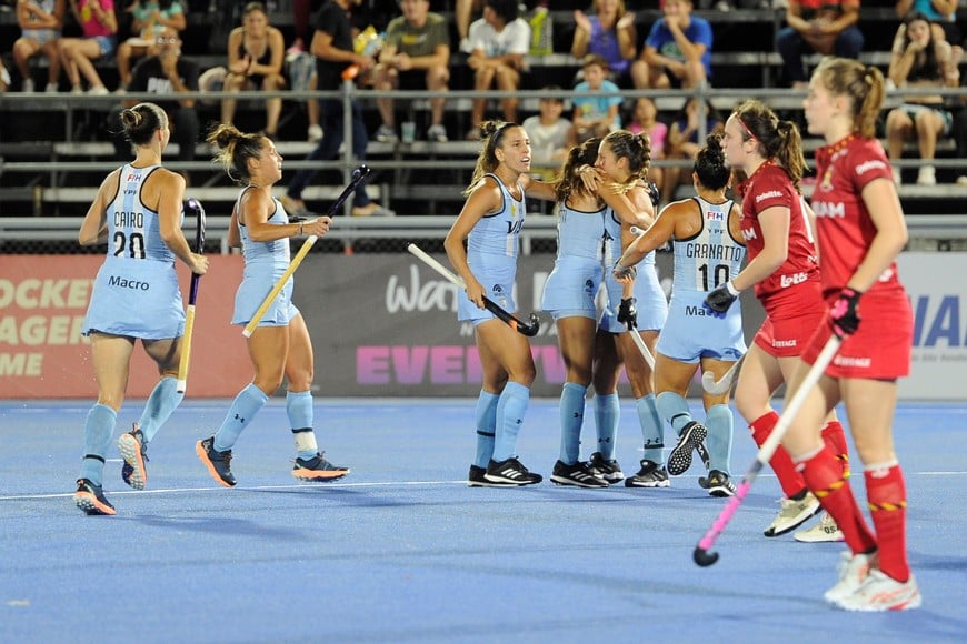 Las Leonas elaboraron una cómoda victoria ante Bélgica. Crédito: télam.