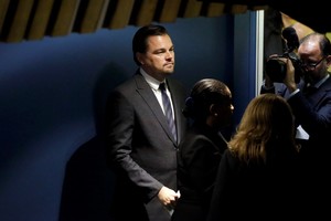 Activista: el actor durante la ceremonia de firma del Acuerdo de París sobre el cambio climático en 2016. Foto: archivo Reuters.