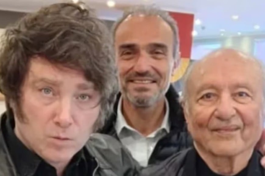 Eduardo "Lule" Menem junto a Javier Milei y Eduardo Menem.