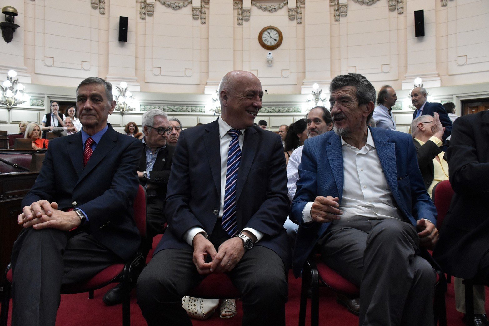 Acto de reconocimiento de la Cámara de Diputados de Santa Fe por el Día de la Democracia santafesina, junto a Bonfatti y el también ex gobernador Hermes Binner.