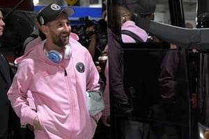 Feb 25, 2024; Carson, California, USA; Inter Miami CF forward Lionel Messi (10) arrives prior to the start of the game against the LA Galaxy at Dignity Health Sports Park. Mandatory Credit: Jayne Kamin-Oncea-USA TODAY Sports