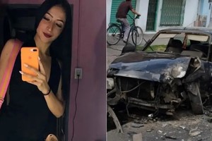 El  video muestra que Iara intentó bajarse del Volkswagen Up en movimiento pero su novio lo impidió.
