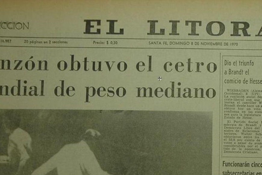 El campeonato mundial de Monzón en 1970 según El Litoral. Foto: Archivo