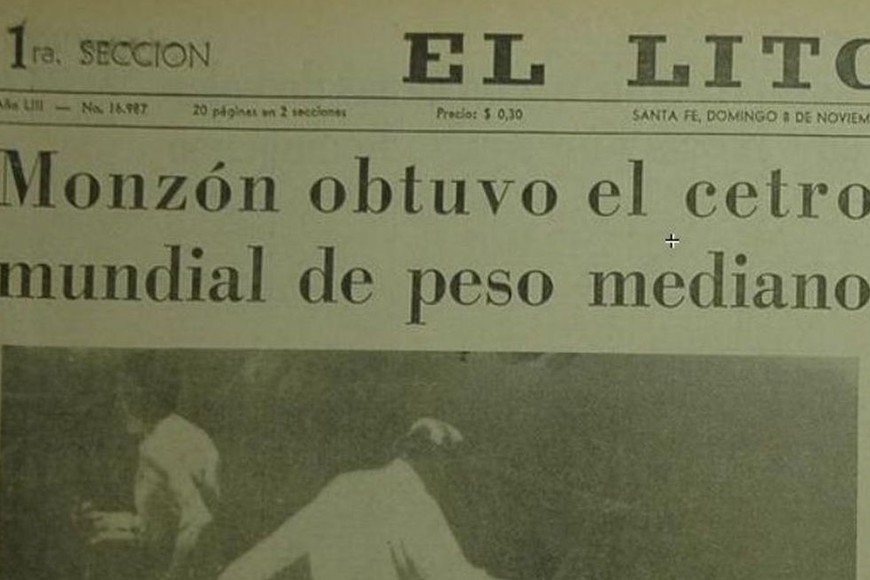 El día que Monzón fue campeón mundial, según El Litoral. Foto: Archivo El Litoral