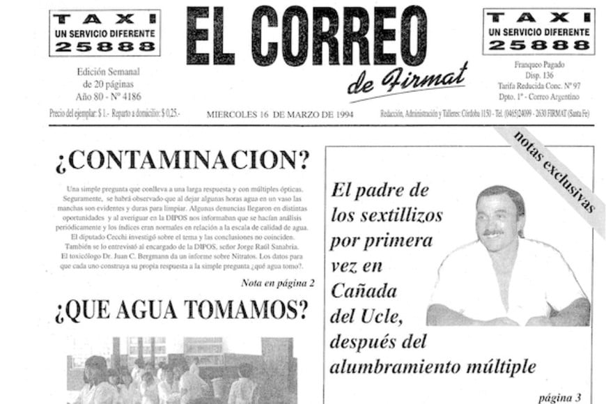Tapa de El Correo de Fitmat adelantando la entrevista al padre de los sextillizos.