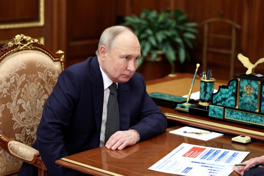 Russia's President Vladimir Putin attends a meeting with Moscow's Mayor Sergei Sobyanin in Moscow, Russia, March 4, 2024. Sputnik/Mikhail Metzel/Pool via REUTERS ATTENTION EDITORS - THIS IMAGE WAS PROVIDED BY A THIRD PARTY.