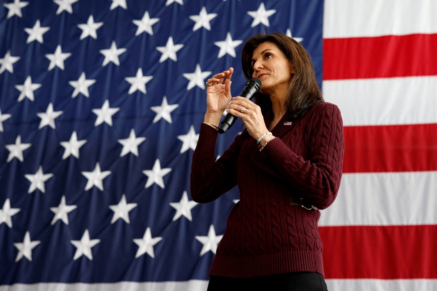 FILE PHOTO: Republican presidential candidate and former U.S. Ambassador to the United Nations Nikki Haley hosts a campaign event at Union Hall at Union Station in Raleigh, North Carolina, U.S. March 2, 2024. REUTERS/Randall Hill/File Photo