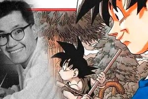 El creador y la creación. Toriyama le dio vida a Gokú, el personaje más reconocido del mundo del manga.