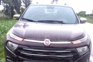 La camioneta que impactó con el puma. Crédito:  Info Más Noticias.