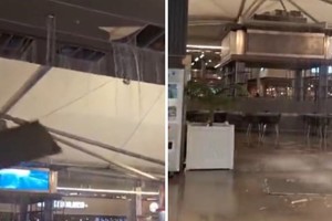 El momento del desastre en el centro comercial.