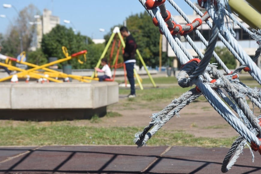 Anzilutti señaló  que hay muy pocos juegos accesibles para niños con discapacidades en las plazas santafesinas. Crédito: Luis Cetraro.