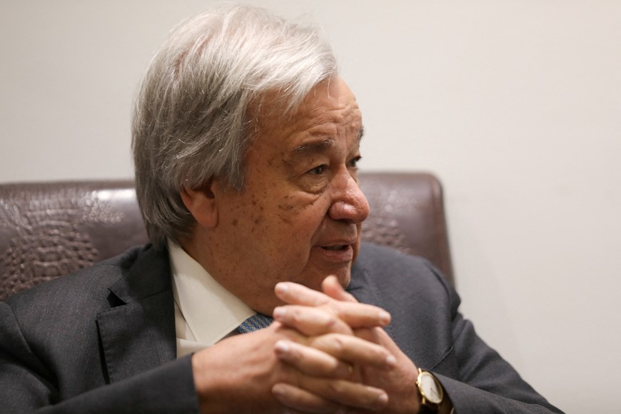 United Nations Secretary-General Antonio Guterres meets with Jordan's Foreign Minister Ayman Safadi (not pictured) in Amman, Jordan March 25, 2024. REUTERS/Alaa Al-Sukhni