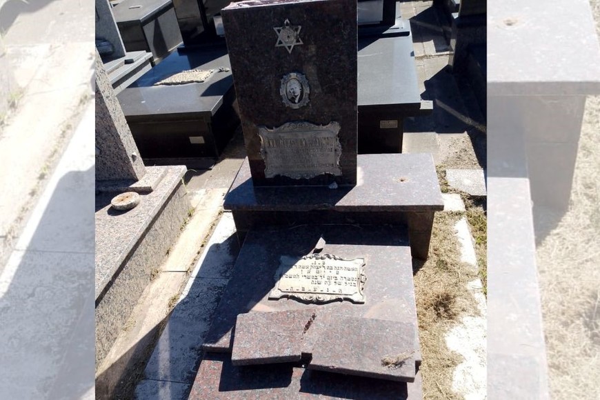 “No hay robos, ni inscripciones. Es vandalismo y discurso de odio, con repetición en un cementerio judío”, lamento Roitman. Foto: Gentileza