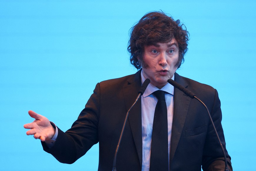 Argentina's President Javier Milei speaks during a business event in Buenos Aires, Argentina, March 26, 2024. REUTERS/Agustin Marcarian