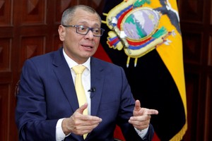 FILE PHOTO: Ecuador's Vice President Jorge Glas talks during an interview with Reuters at the Government Palace in Quito, Ecuador, August 29, 2017.  REUTERS/Daniel Tapia/File Photo