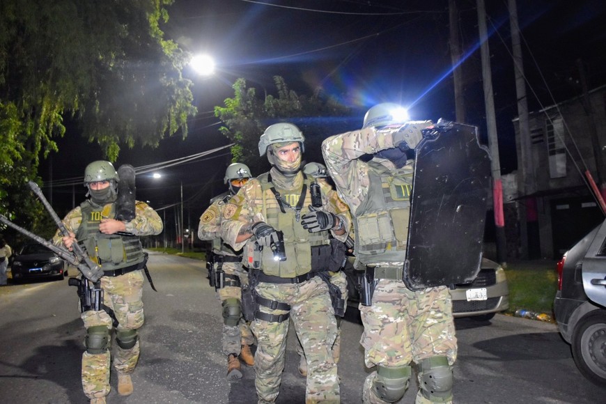Parte de los allanamientos en Rosario. Crédito: Ministerio de Seguridad