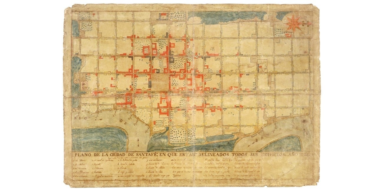 Así se veía el plano de la ciudad de Santa Fe en 1824