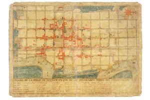 Plano de la ciudad de Santa Fe confeccionado por Marcos Sastre en 1824 (original en el Museo Histórico Nacional).