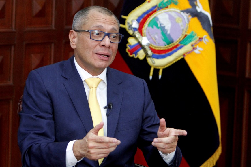 FILE PHOTO: Ecuador's Vice President Jorge Glas talks during an interview with Reuters at the Government Palace in Quito, Ecuador, August 29, 2017.  REUTERS/Daniel Tapia/File Photo