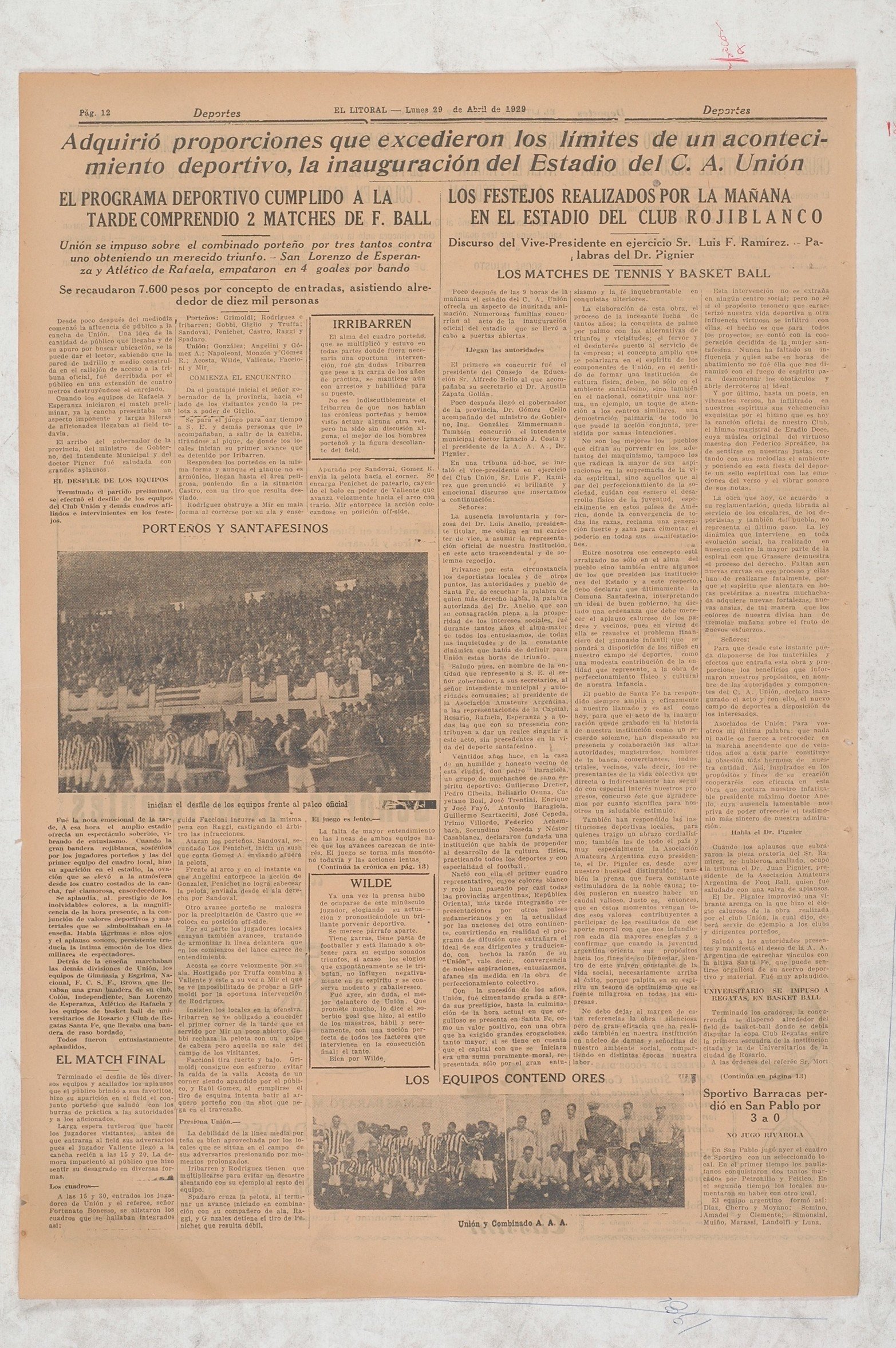 Cobertura de diario El Litoral en inauguración del estadio.