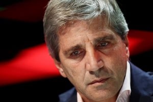 Argentina's Economy Minister Luis Caputo gestures during a business meeting hosted by the American Chamber of Commerce (AmCham), in Buenos Aires, Argentina March 12, 2024. REUTERS/Agustin Marcarian