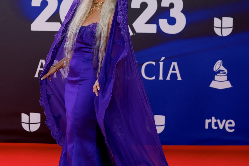 Lola Indigo poses on the red carpet during the 24th Annual Latin Grammy Awards show in Seville, Spain, November 16, 2023. REUTERS/Marcelo del Pozo