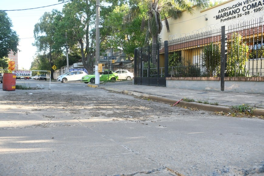 Así ve hoy el sector afectado, frente a la sede de la Vecinal Mariano Comas.