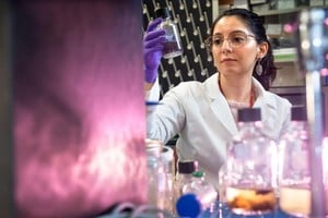 Ligia Fonseca Coelho trabaja en el laboratorio cultivando muestras de bacterias.