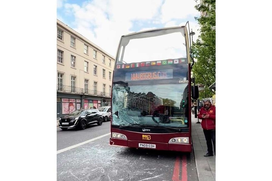 Un bus turísticos fue impactado por uno de los equinos.