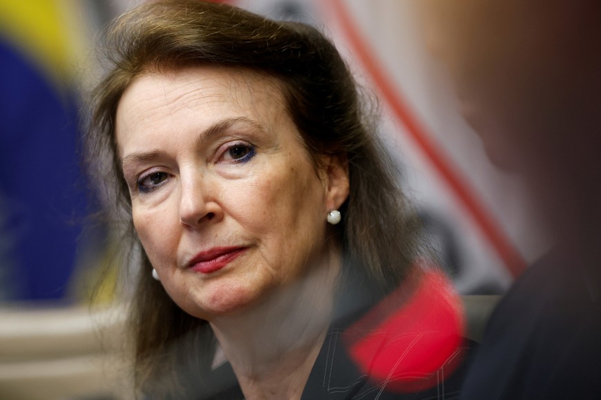 Argentina's Foreign Minister Diana Mondino attends a meeting with entrepreneurs at the Federation of Industries of the State of Sao Paulo (FIESP), in Sao Paulo, Brazil April 16, 2024. REUTERS/Amanda Perobelli