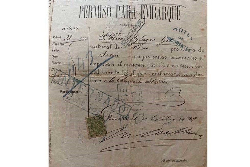 El permiso de embarque del inmigrante.