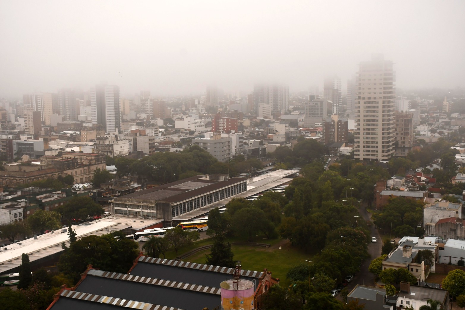 El viernes amaneció con una densa niebla que tapa la ciudad.