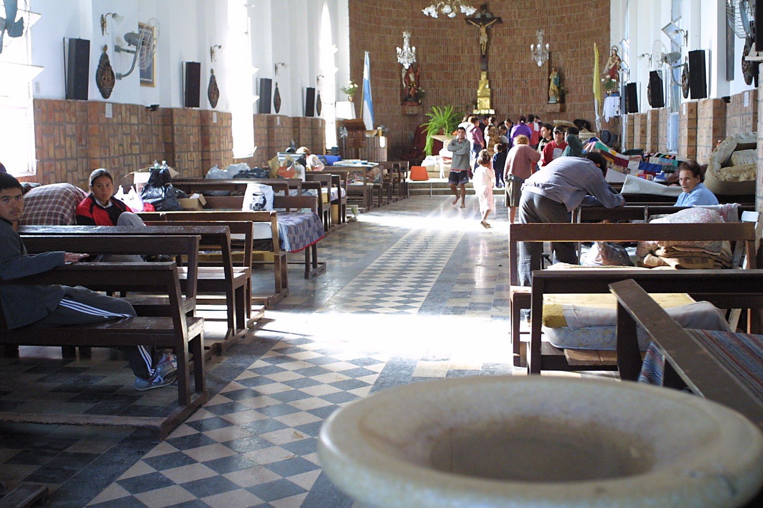 La iglesia San Miguel de Arcángel fue uno de los centros de evacuados. 