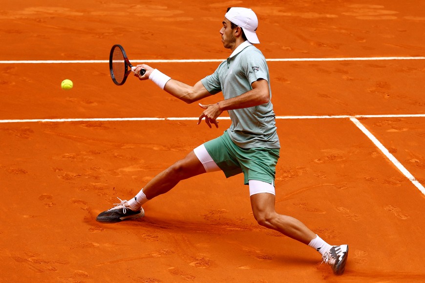 Tennis - Madrid Open - Park Manzanares, Madrid, Spain - April 30, 2024
Argentina's Francisco Cerundolo in action during his round of 16 match against Germany's Alexander Zverev REUTERS/Susana Vera