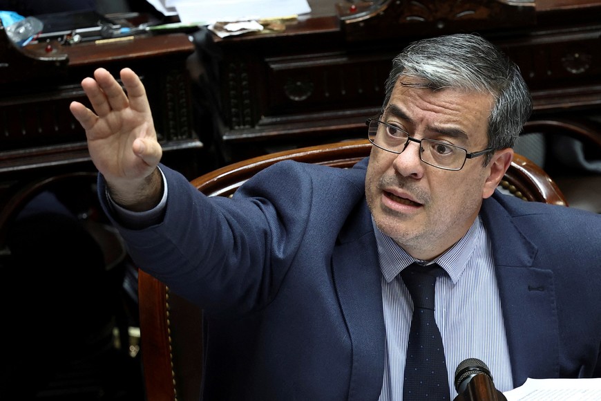 Lawmaker German Martinez attends a debate on Argentina's President Javier Milei's reform bill, known as the "omnibus bill", at the National Congress, in Buenos Aires, Argentina, April 30, 2024. REUTERS/Agustin Marcarian