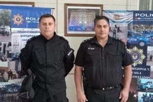 El inspector Matías Lionetto y el oficial de policía Cristian Villarreal, protagonistas de la heroica acción. El Litoral